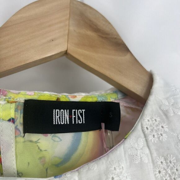 Iron Fist Top Size Small Spring Fling Girly Care Bear Print Rainbow Blouse Shirt - Picture 3 of 9